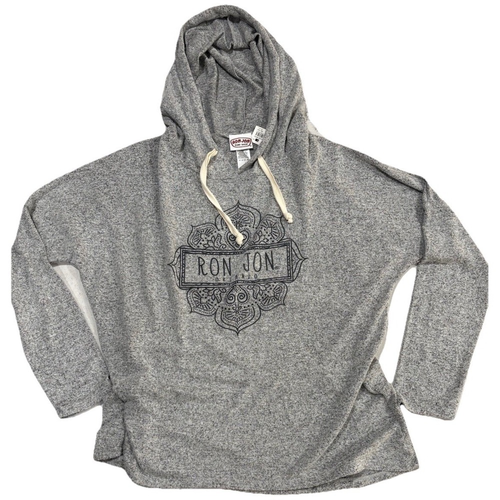 Ron Jon Surf Shop Soft Silk SandEnd Of Beach Day Driftwood Grey Hoodie Ladies LG